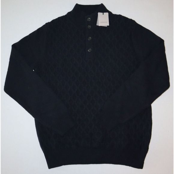 Corneliani 90514202M5 Men Sz 48 US M Navy Cable Knit Cashmere Blend Sweater $625 - Picture 2 of 9